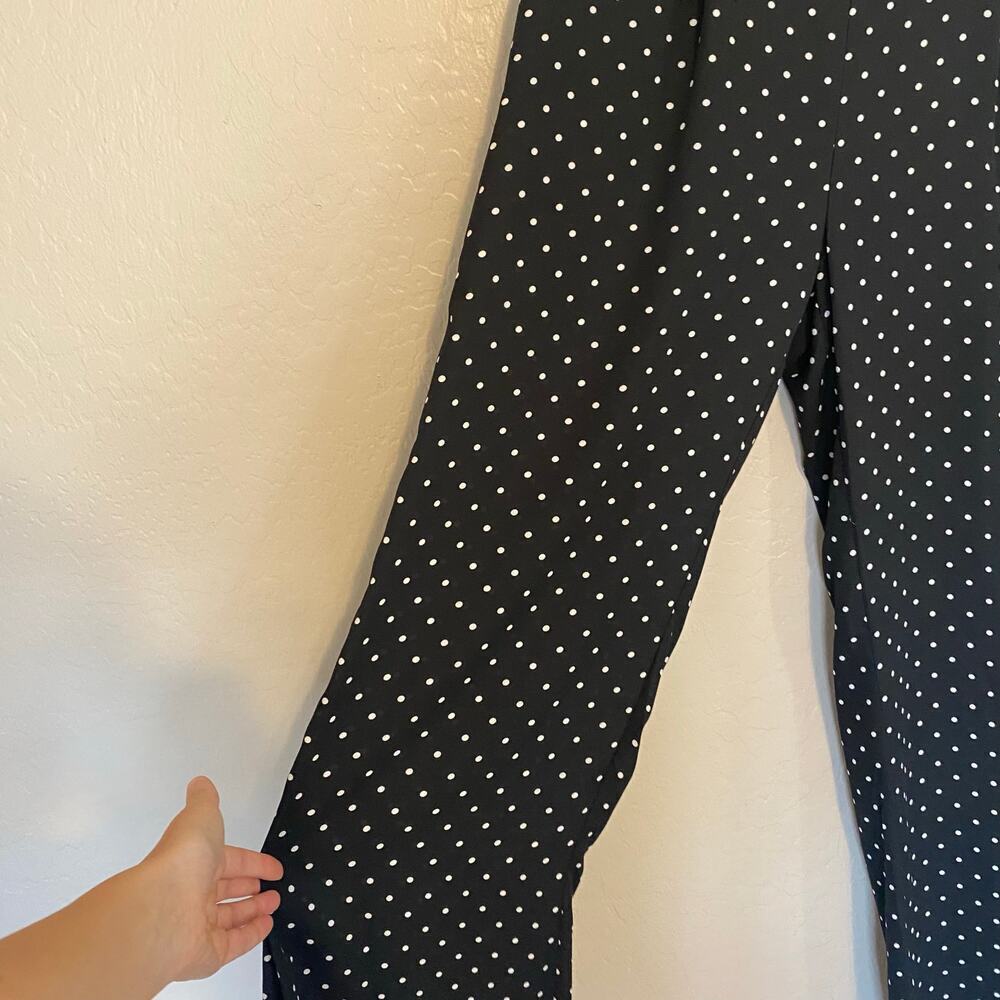2Sable Polka Dot Wide Leg High Rise Pull On Pants Womens Sz Large Career - Picture 2 of 5